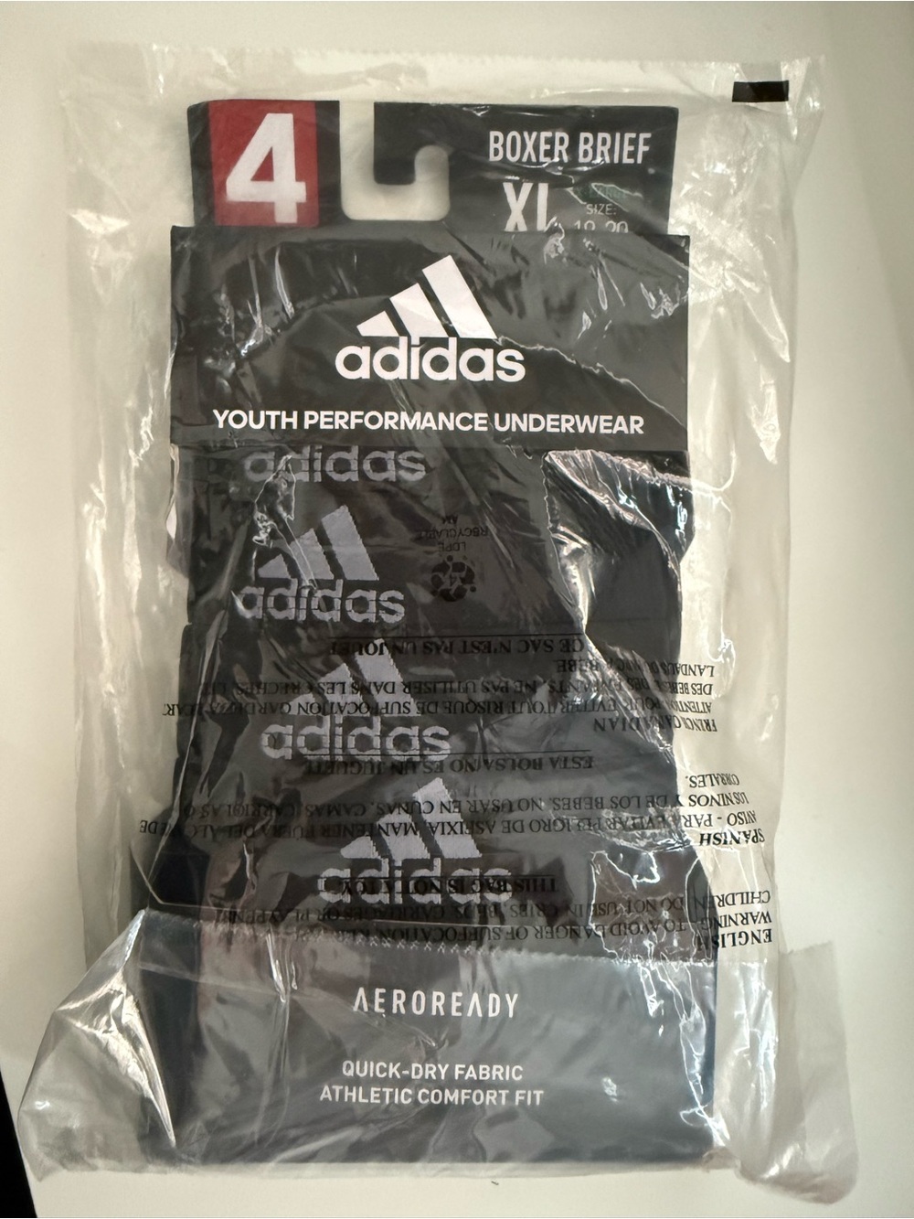 NEW! ADIDAS Youth Boys XL Black Boxer Briefs Performance Underwear NEW!